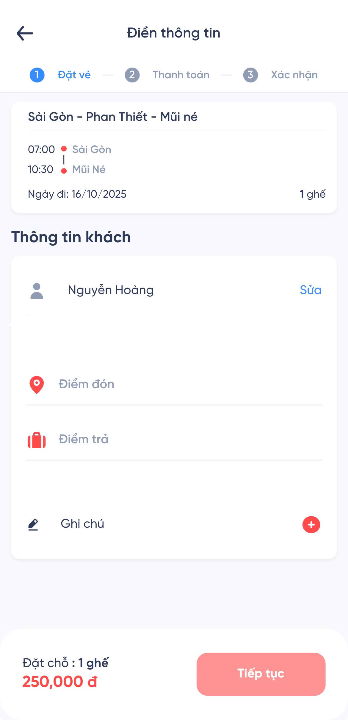 Phòng chờ tiện nghi tại Mũi Né